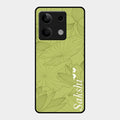 Customized luxury Mint Green leaves Glass Case Cover For Redmi Note 13 5G