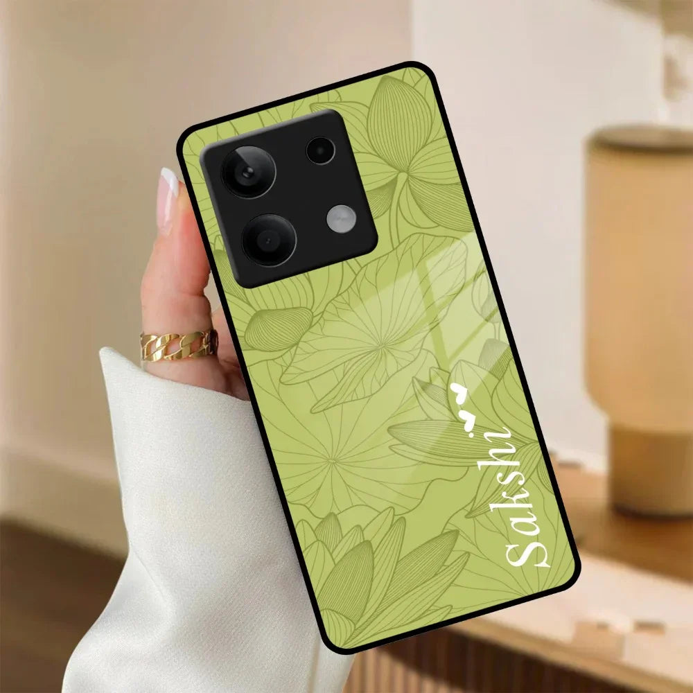Customized luxury Mint Green leaves Glass Case Cover For Poco - ShopOnCliQ