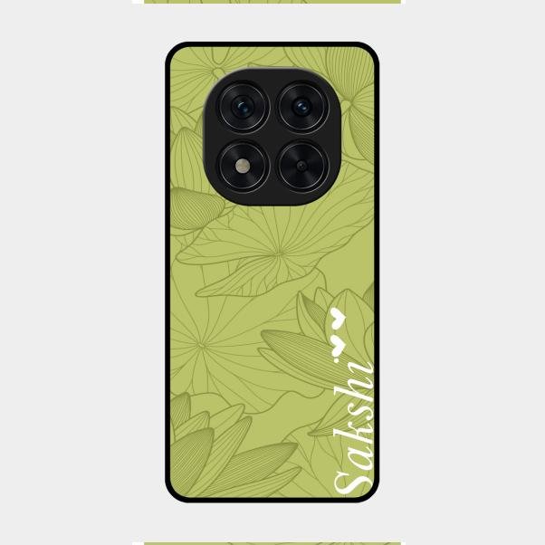 Customized luxury Mint Green leaves Glass Case Cover For Redmi Note 14 Pro 5G