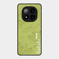 Customized luxury Mint Green leaves Glass Case Cover For Redmi Note 14 Pro Plus 5G