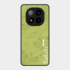 Customized luxury Mint Green leaves Glass Case Cover For Redmi Note 14 Pro Plus 5G