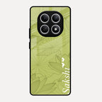 Customized luxury Mint Green leaves Glass Case Cover For Redmi Note 15 5G