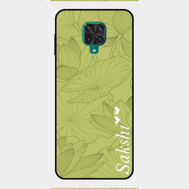 Customized luxury Mint Green leaves Glass Case Cover For Redmi Note 9 Pro Max