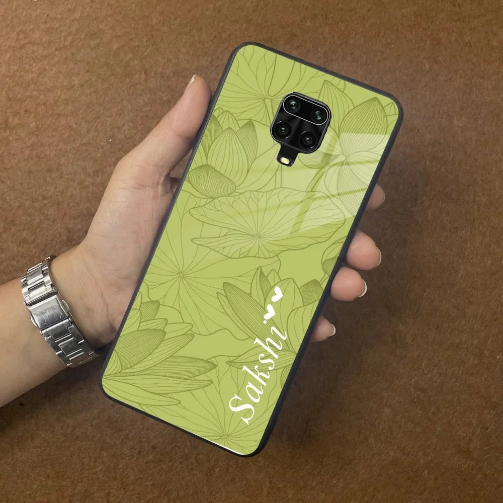 Customized luxury Mint Green leaves Glass Case Cover For Poco - ShopOnCliQ