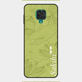 Customized luxury Mint Green leaves Glass Case Cover For Redmi Note 9 Pro