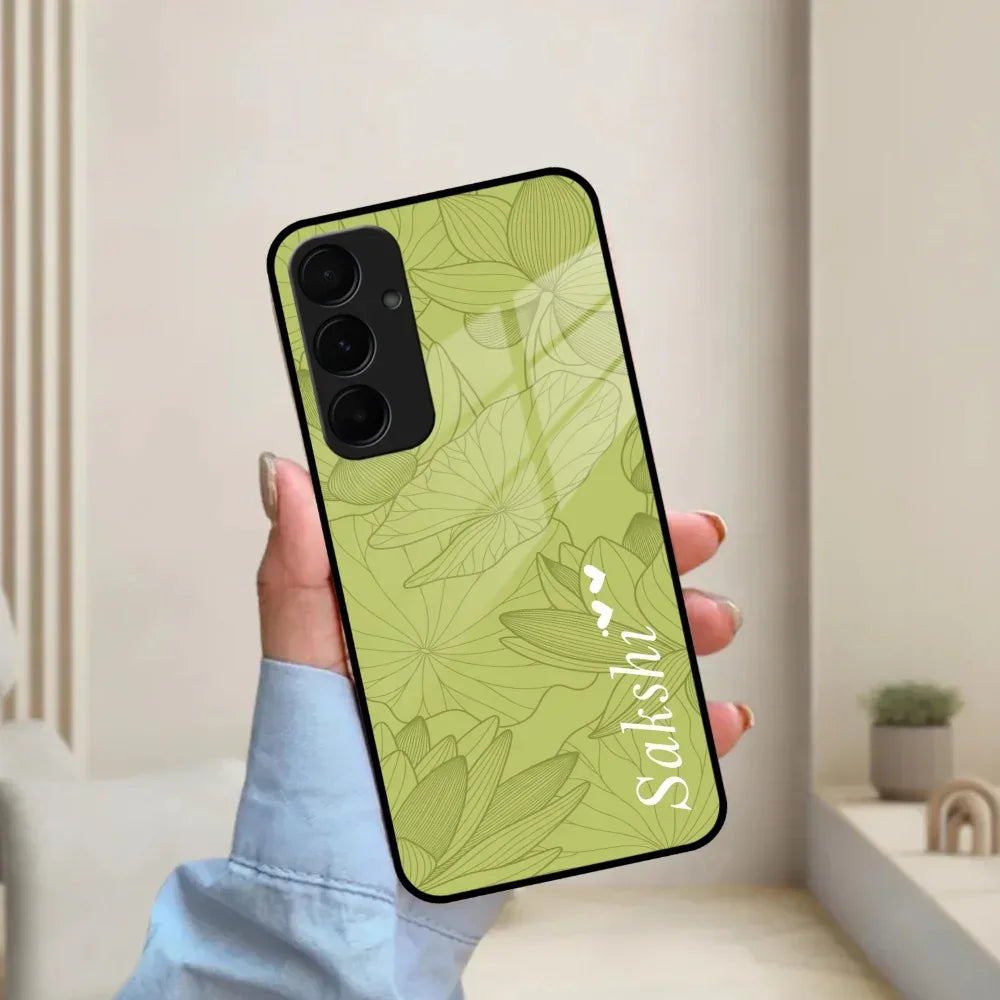 Customized luxury Mint Green leaves Glass Case Cover For Samsung - ShopOnCliQ
