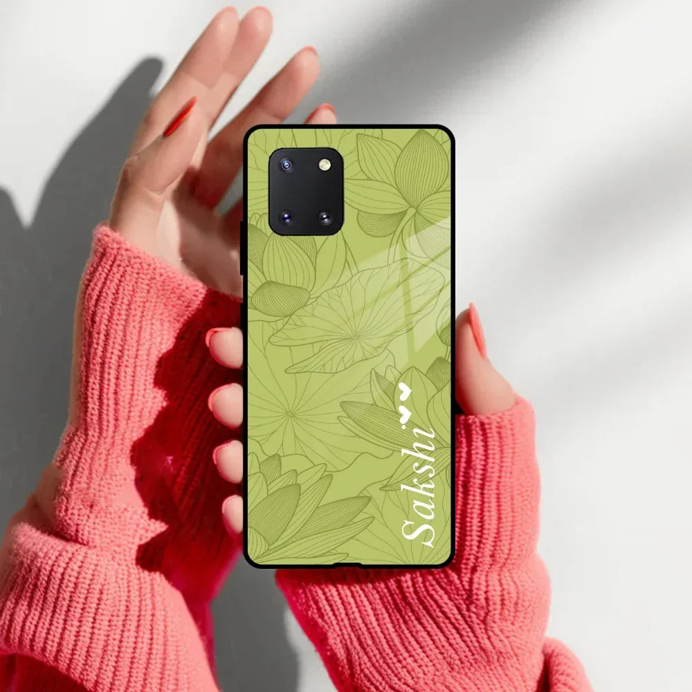 Customized luxury Mint Green leaves Glass Case Cover For Samsung - ShopOnCliQ