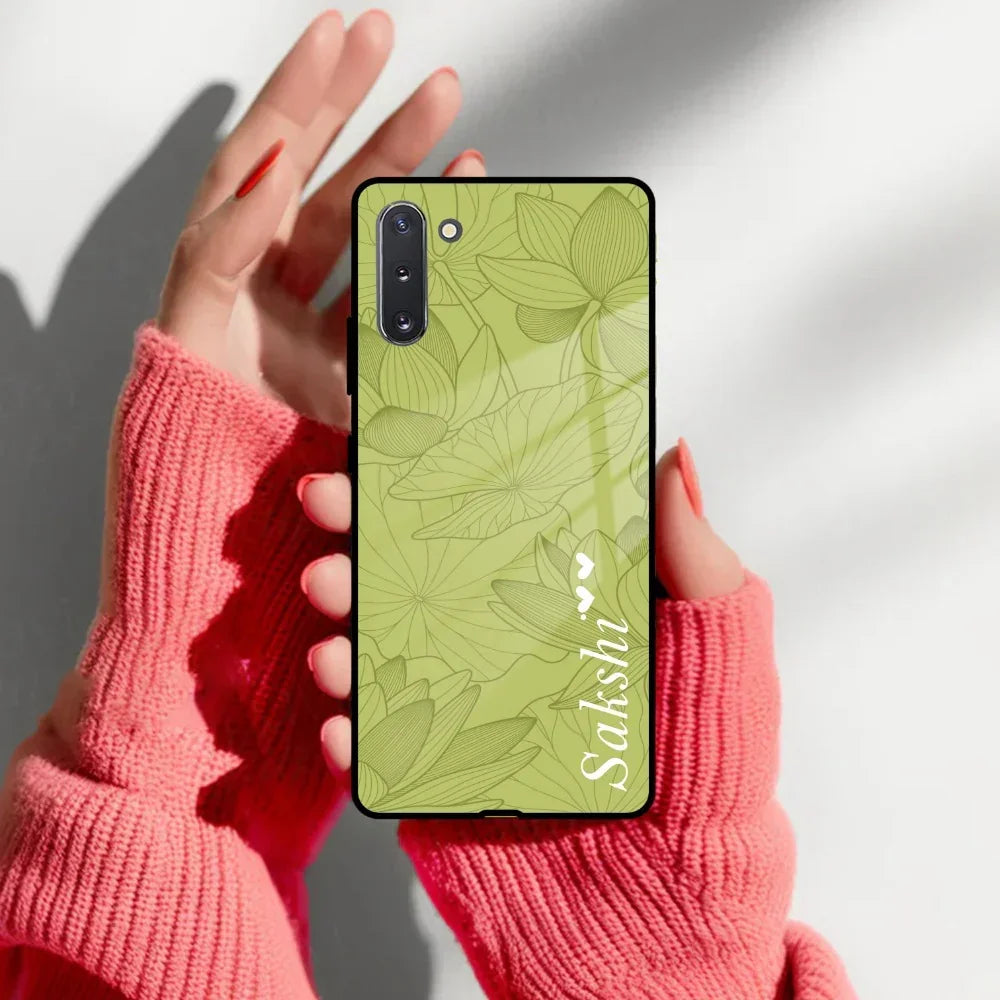 Customized luxury Mint Green leaves Glass Case Cover For Samsung - ShopOnCliQ