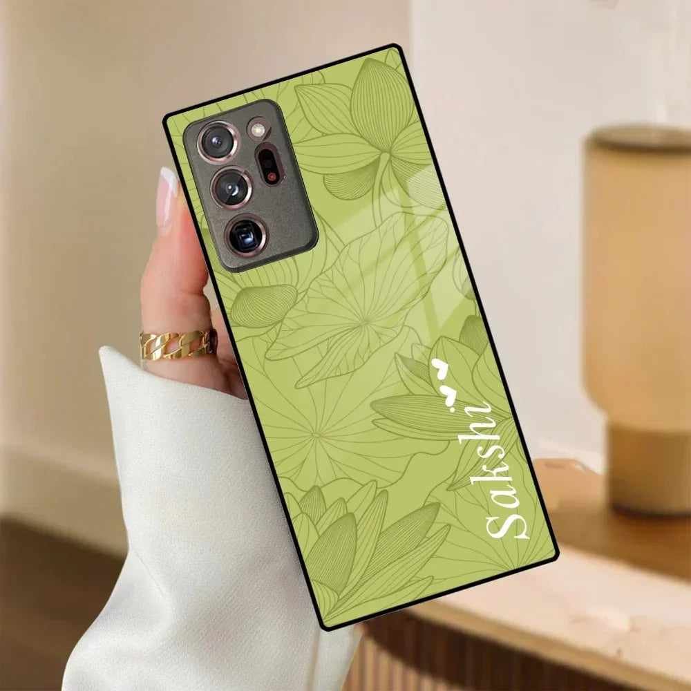 Customized luxury Mint Green leaves Glass Case Cover For Samsung - ShopOnCliQ