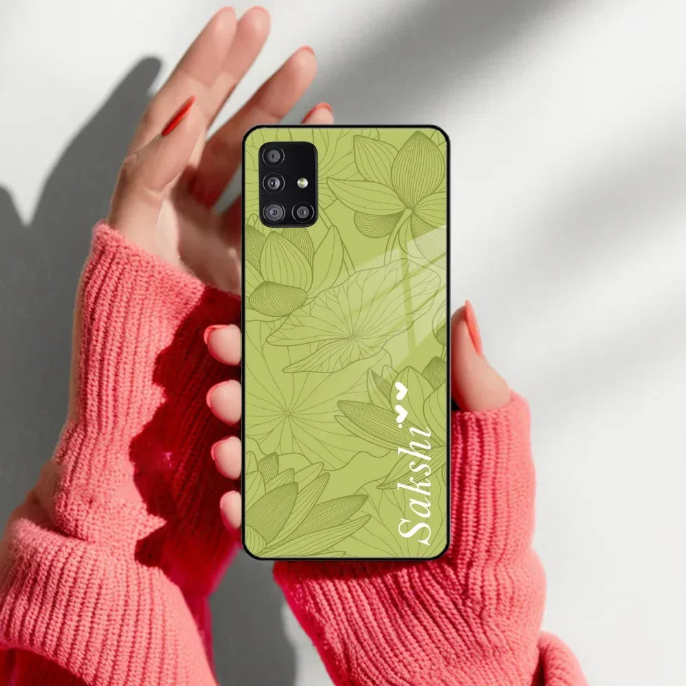 Customized luxury Mint Green leaves Glass Case Cover For Samsung - ShopOnCliQ
