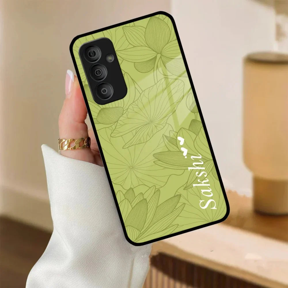 Customized luxury Mint Green leaves Glass Case Cover For Samsung - ShopOnCliQ