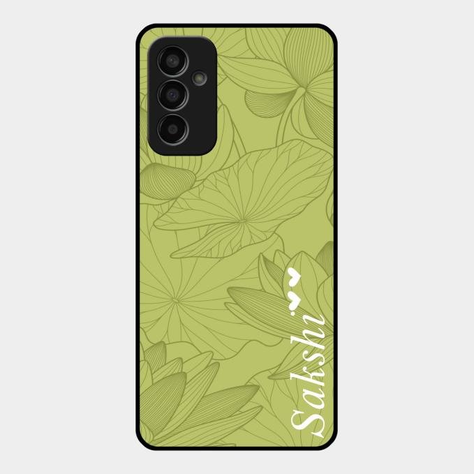Customized luxury Mint Green leaves Glass Case Cover For Samsung Galaxy F13