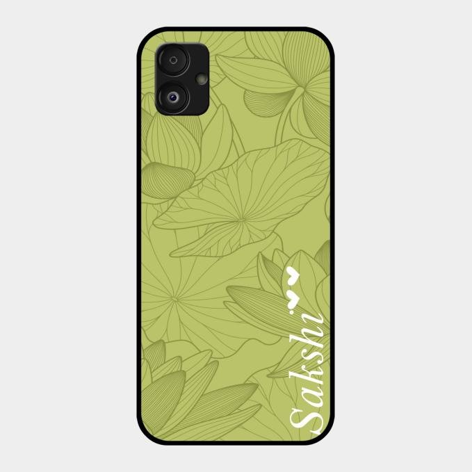 Customized luxury Mint Green leaves Glass Case Cover For Samsung Galaxy F14 5G