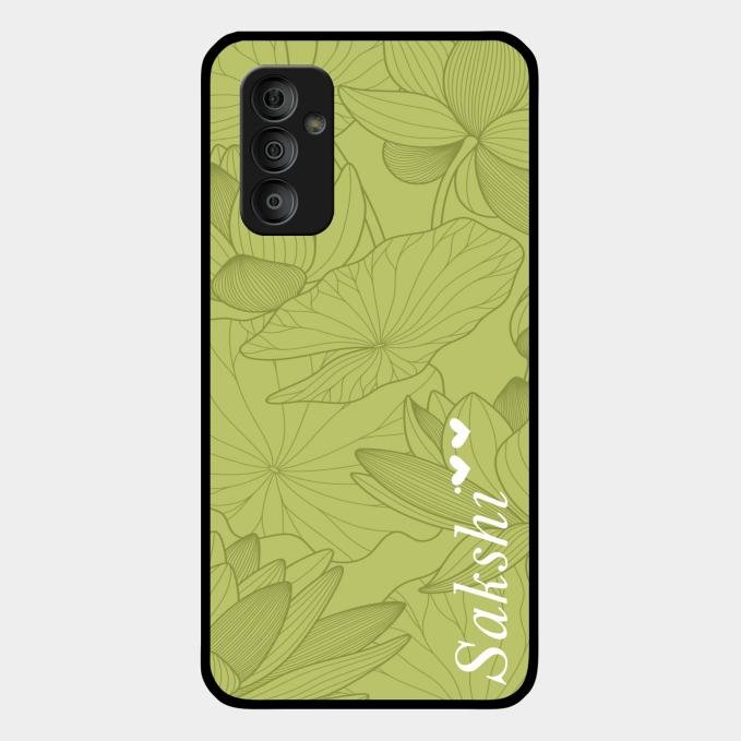 Customized luxury Mint Green leaves Glass Case Cover For Samsung Galaxy F23 5G