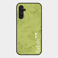 Customized luxury Mint Green leaves Glass Case Cover For Samsung Galaxy F34 5G