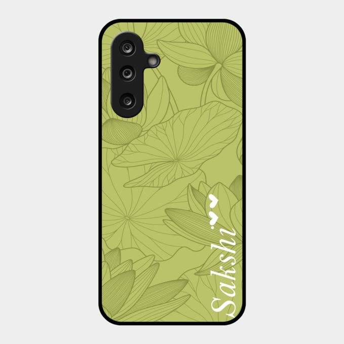 Customized luxury Mint Green leaves Glass Case Cover For Samsung Galaxy F36 5G