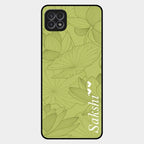 Customized luxury Mint Green leaves Glass Case Cover For Samsung Galaxy F42 5G