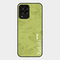 Customized luxury Mint Green leaves Glass Case Cover For Samsung Galaxy M33 5G