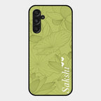 Customized luxury Mint Green leaves Glass Case Cover For Samsung Galaxy M34 5G