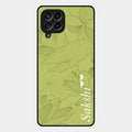 Customized luxury Mint Green leaves Glass Case Cover For Samsung Galaxy M53 5G