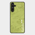 Customized luxury Mint Green leaves Glass Case Cover For Samsung Galaxy M55 5G