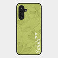 Customized luxury Mint Green leaves Glass Case Cover For Samsung Galaxy M56 5G