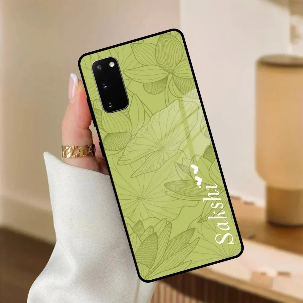 Customized luxury Mint Green leaves Glass Case Cover For Samsung - ShopOnCliQ