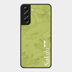 Customized luxury Mint Green leaves Glass Case Cover For Samsung Galaxy S21 Fe 5G