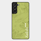 Customized luxury Mint Green leaves Glass Case Cover For Samsung Galaxy S21 Plus