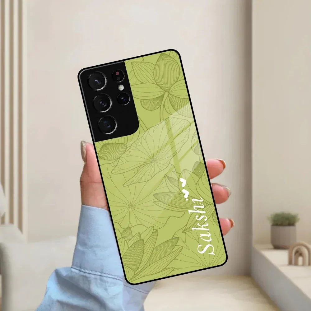 Customized luxury Mint Green leaves Glass Case Cover For Samsung - ShopOnCliQ