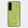 Customized luxury Mint Green leaves Glass Case Cover For Samsung Galaxy S23 5G