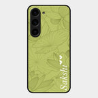 Customized luxury Mint Green leaves Glass Case Cover For Samsung Galaxy S23 5G