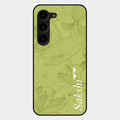 Customized luxury Mint Green leaves Glass Case Cover For Samsung Galaxy S23 Plus 5G