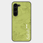 Customized luxury Mint Green leaves Glass Case Cover For Samsung Galaxy S23 Plus 5G