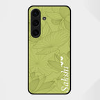 Customized luxury Mint Green leaves Glass Case Cover For Samsung Galaxy S25 FE 5G