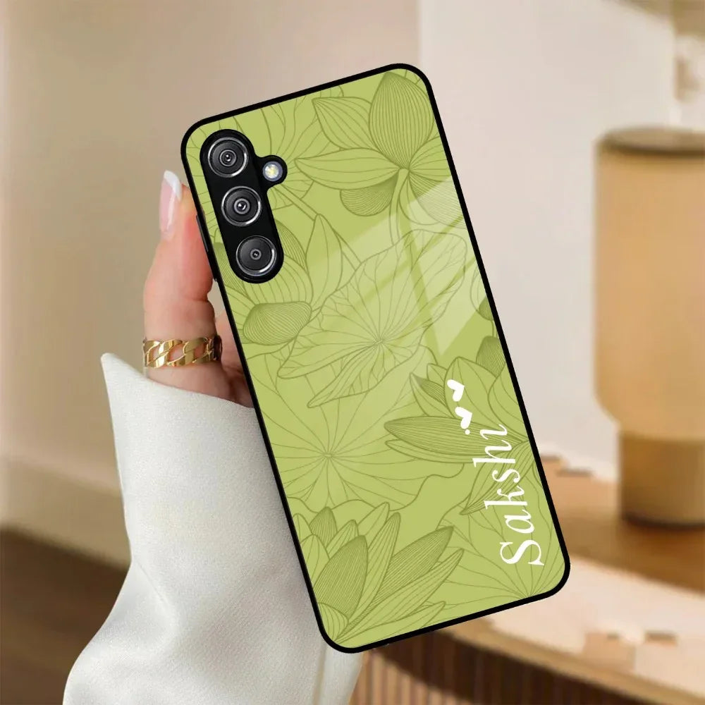 Customized luxury Mint Green leaves Glass Case Cover For Samsung - ShopOnCliQ
