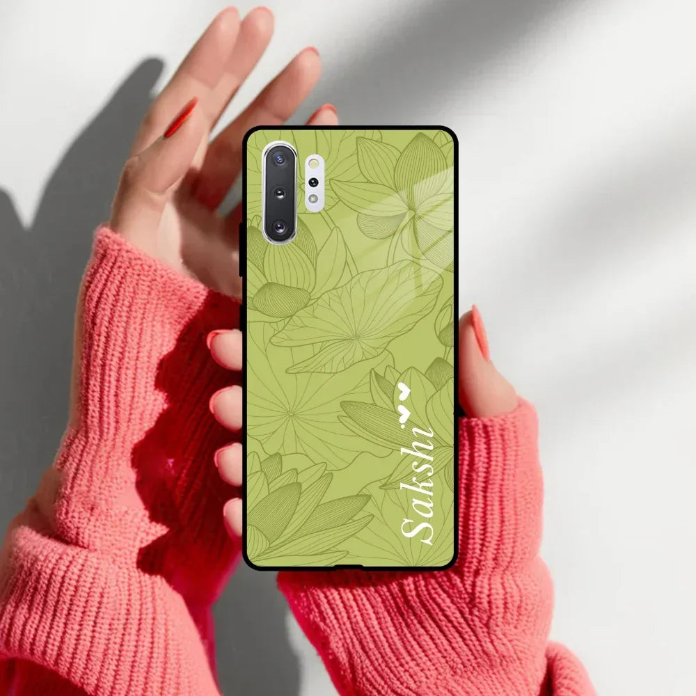 Customized luxury Mint Green leaves Glass Case Cover For Samsung - ShopOnCliQ