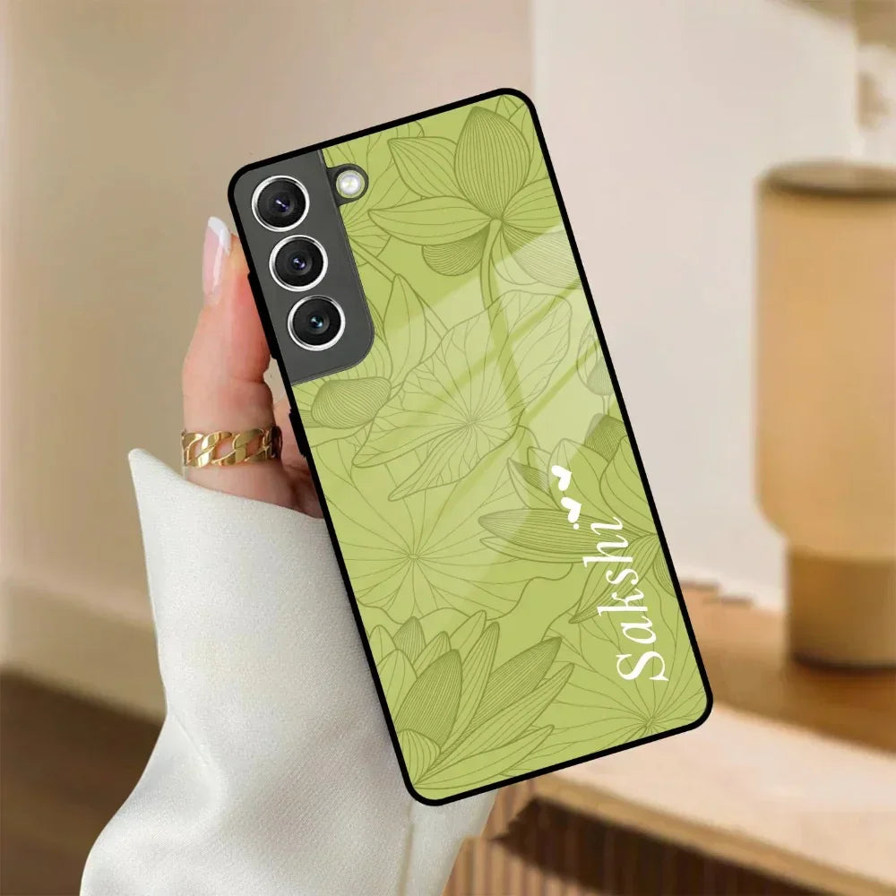 Customized luxury Mint Green leaves Glass Case Cover For Samsung - ShopOnCliQ