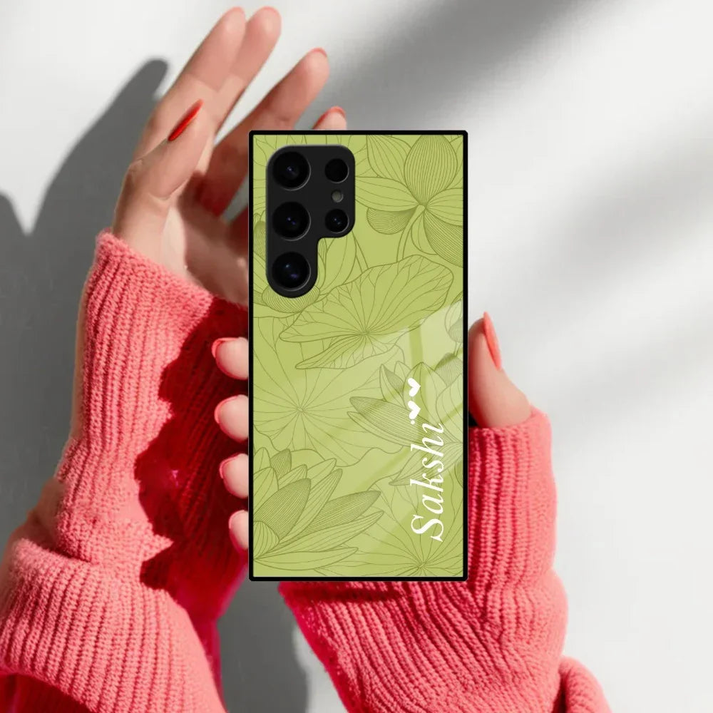 Customized luxury Mint Green leaves Glass Case Cover For Samsung - ShopOnCliQ