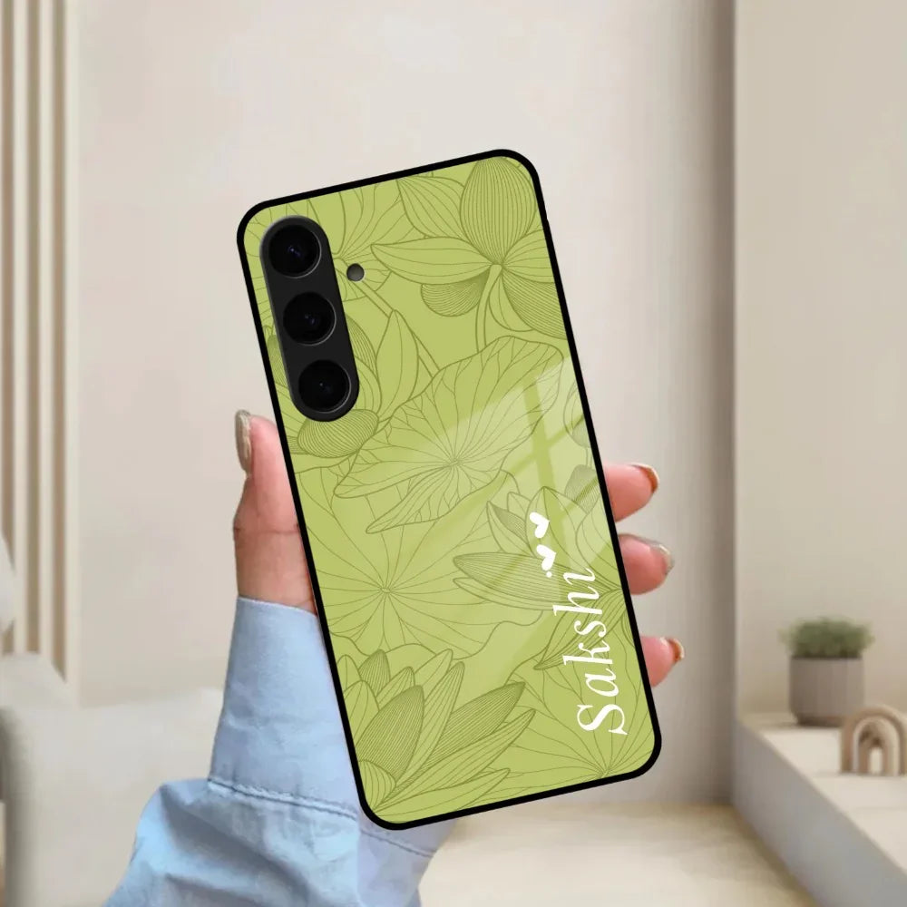 Customized luxury Mint Green leaves Glass Case Cover For Samsung - ShopOnCliQ