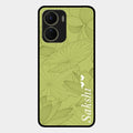 Customized luxury Mint Green leaves Glass Case Cover For Vivo T2X 5G
