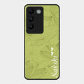 Customized luxury Mint Green leaves Glass Case Cover For Vivo T3 5G