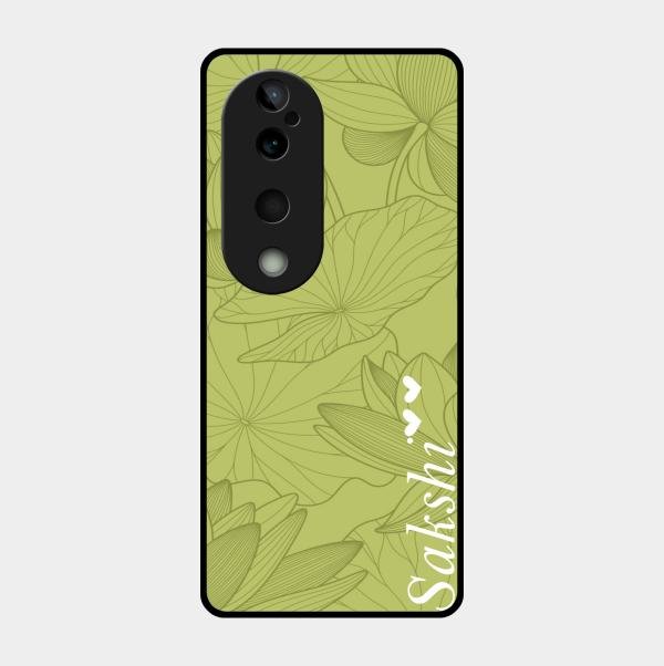 Customized luxury Mint Green leaves Glass Case Cover For Vivo T3 Ultra