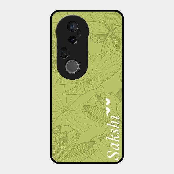 Customized luxury Mint Green leaves Glass Case Cover For Vivo T4 Ultra 5G