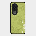 Customized luxury Mint Green leaves Glass Case Cover For Vivo T4R 5G