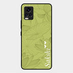 Customized luxury Mint Green leaves Glass Case Cover For Vivo V20 2021