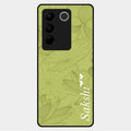 Customized luxury Mint Green leaves Glass Case Cover For Vivo V27 5G