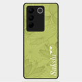 Customized luxury Mint Green leaves Glass Case Cover For Vivo V27 Pro 5G