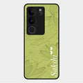 Customized luxury Mint Green leaves Glass Case Cover For Vivo V29 Pro 5G