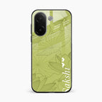 Customized luxury Mint Green leaves Glass Case Cover For Vivo V60e 5G